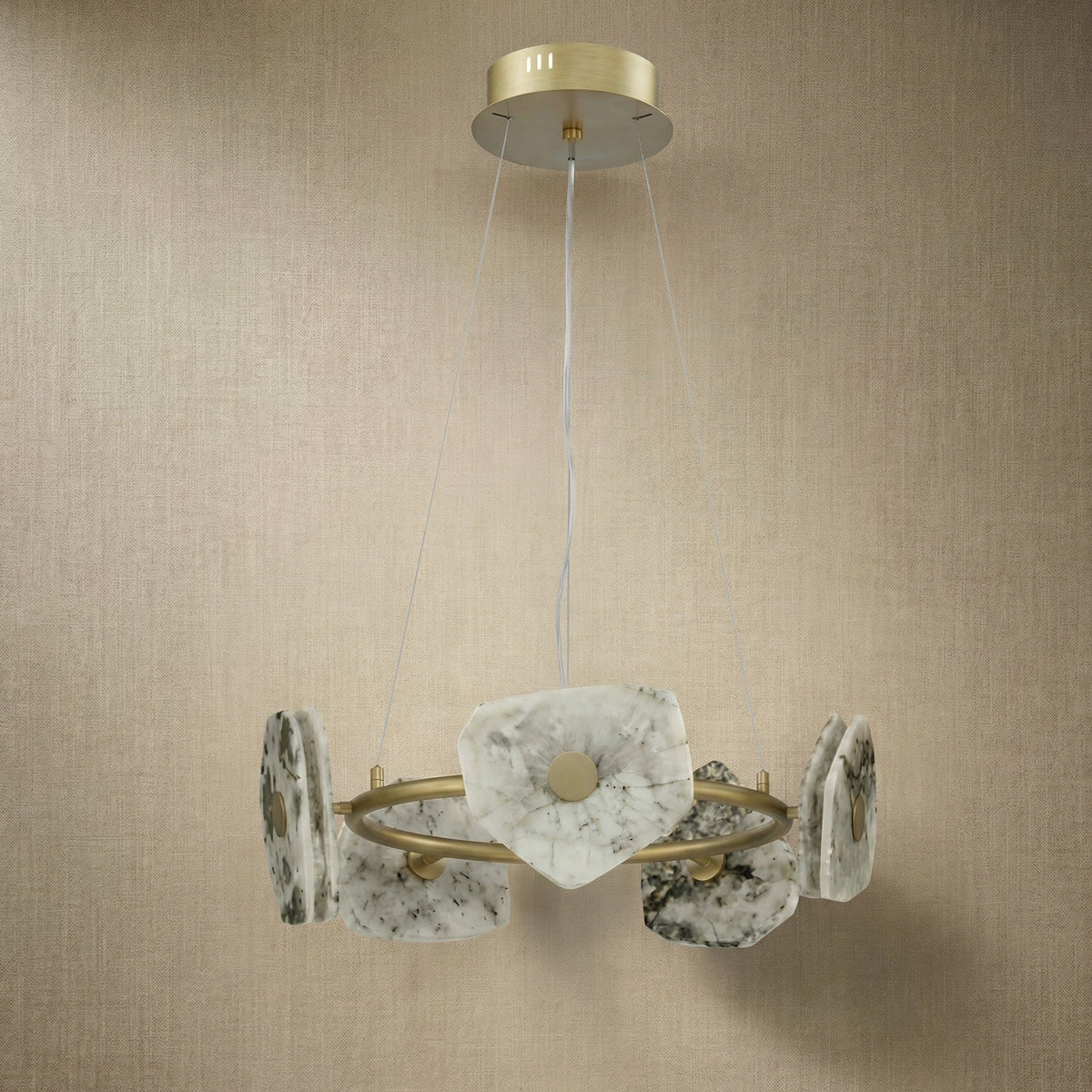 Dining Room With Chandelier in gold
