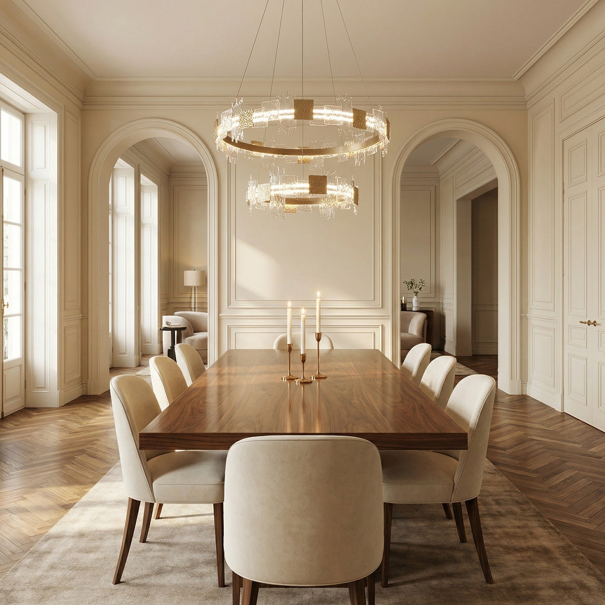 Detail of the aluminum, stainless steel, with champagne gold finish