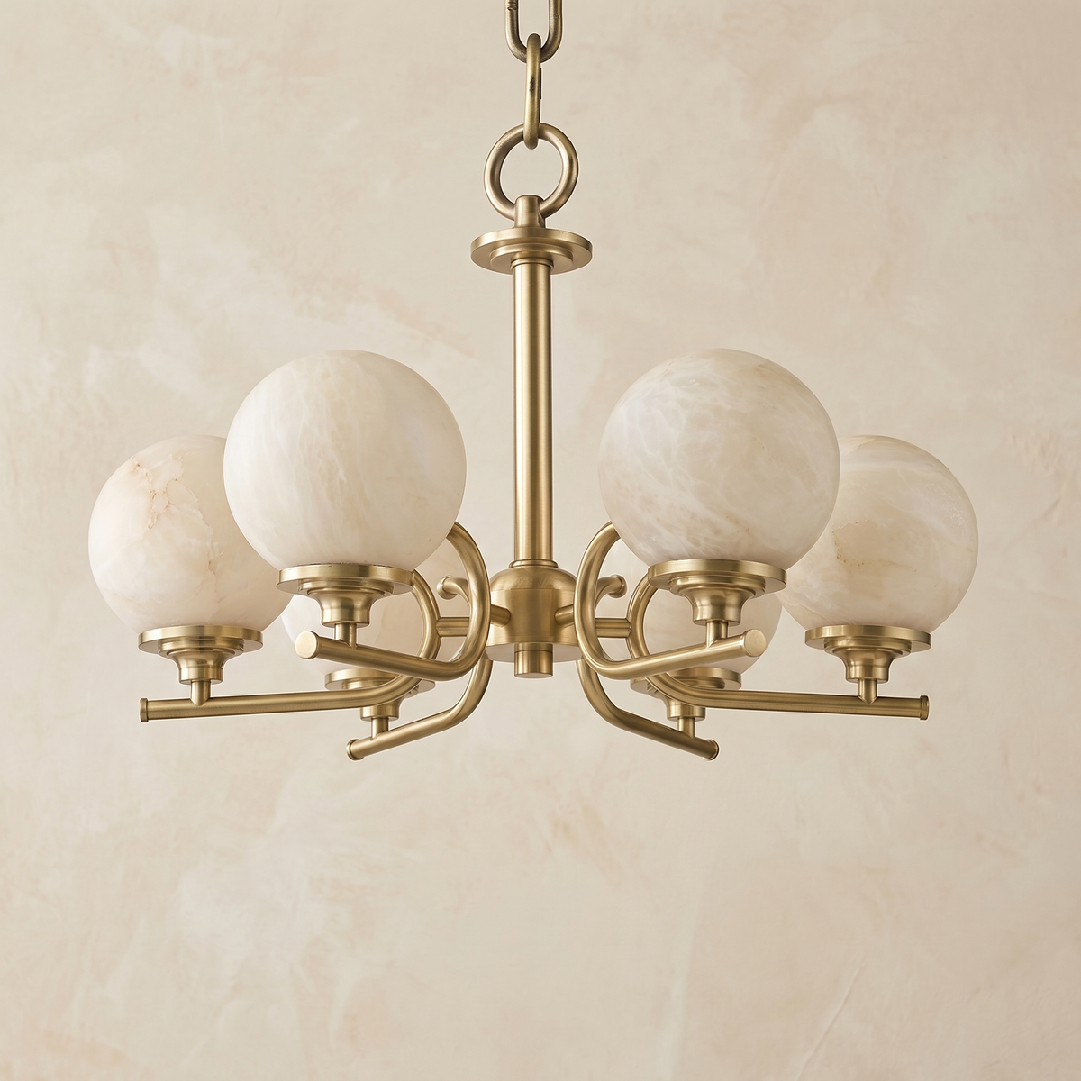 Brass 6-Arm Chandelier Alabaster — D570 — mra-brass-6-arm-chandelier-91064-d570-dark