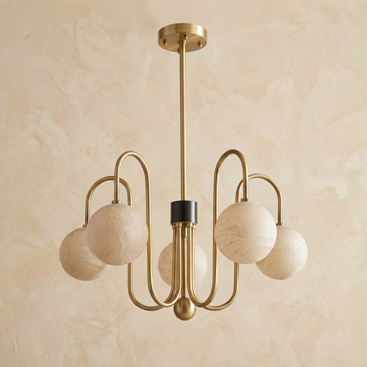 Brass Arc Alabaster Pendant Light — D710 — mra-brass-arc-91058-d710-dark