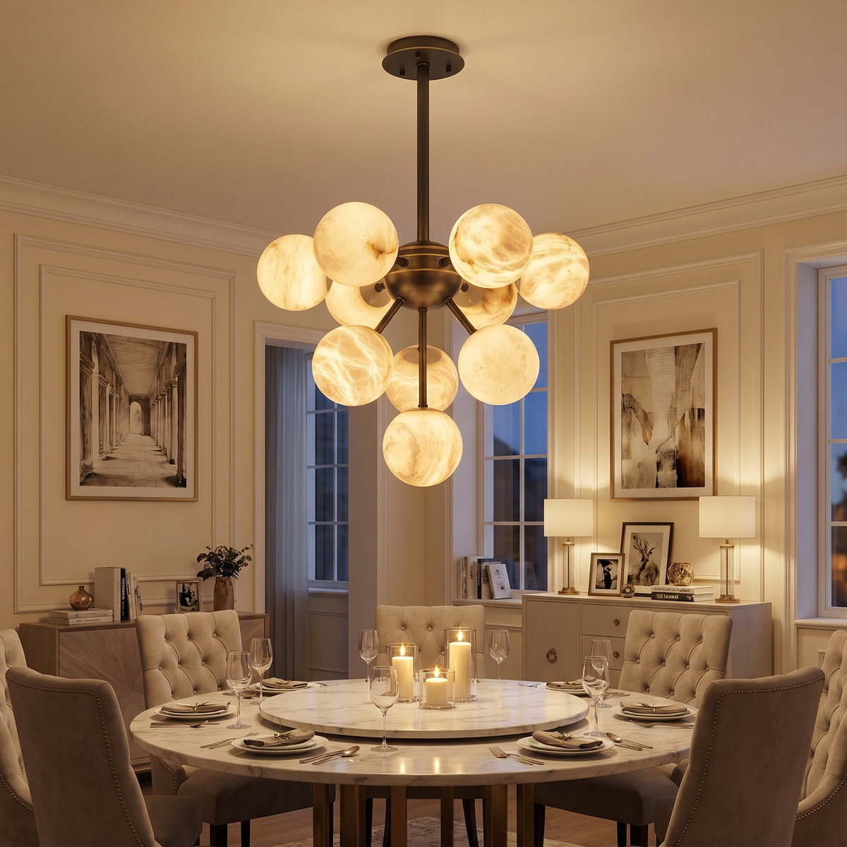 Orb Cluster Alabaster Pendant Light — D700 — mra-orb-cluster-91003-d700-scene-3