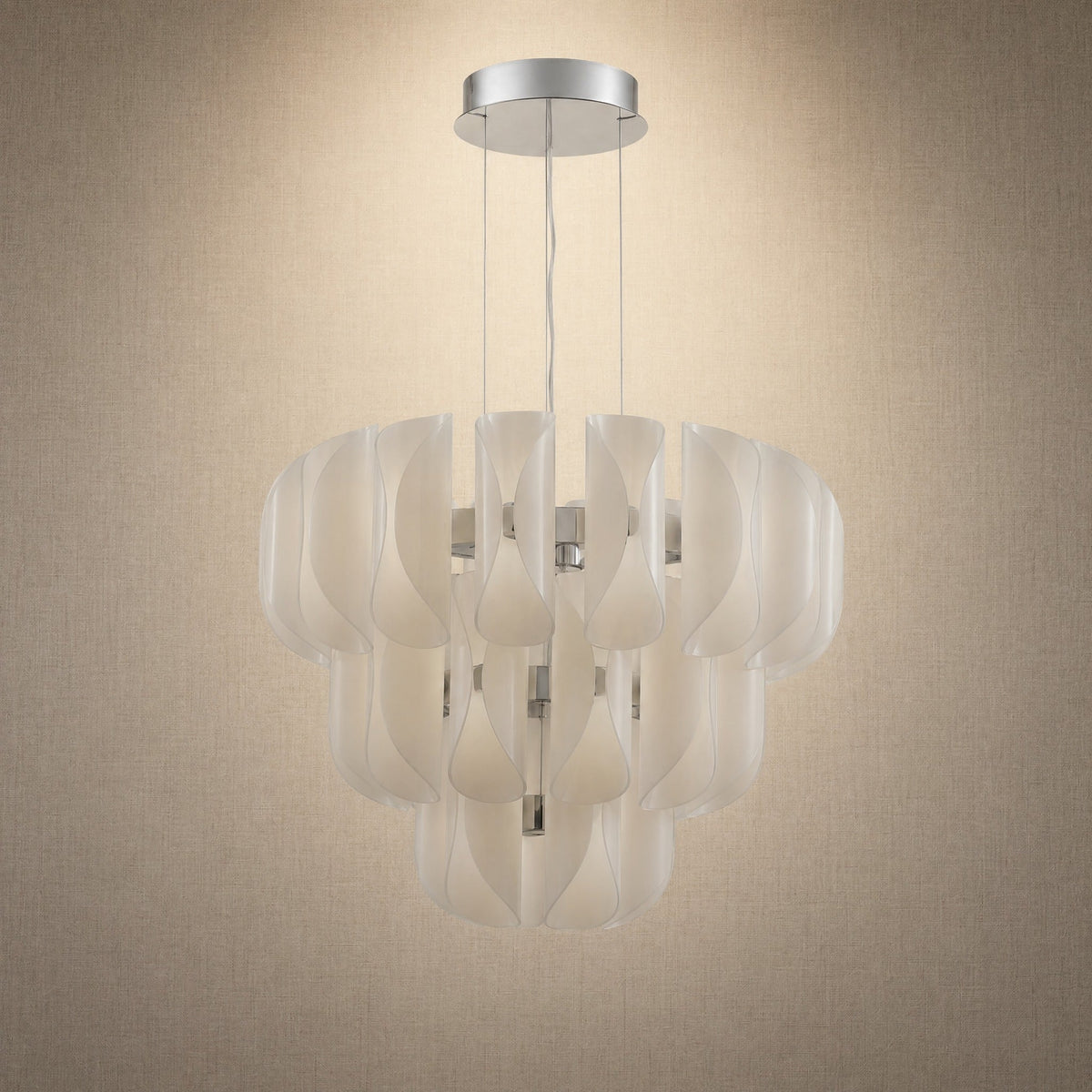 Modern Glass Chandelier in a living room