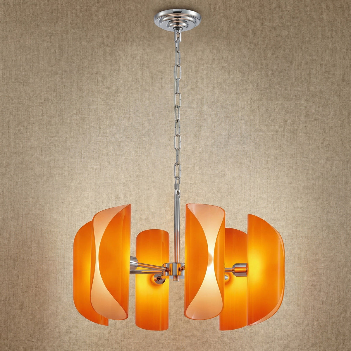 Chrome Glass Pendant Light in a living room