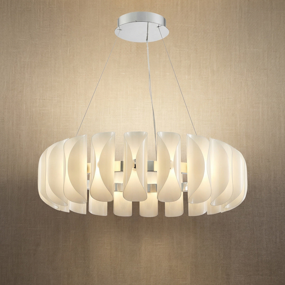 Glass Round Chandelier in chrome