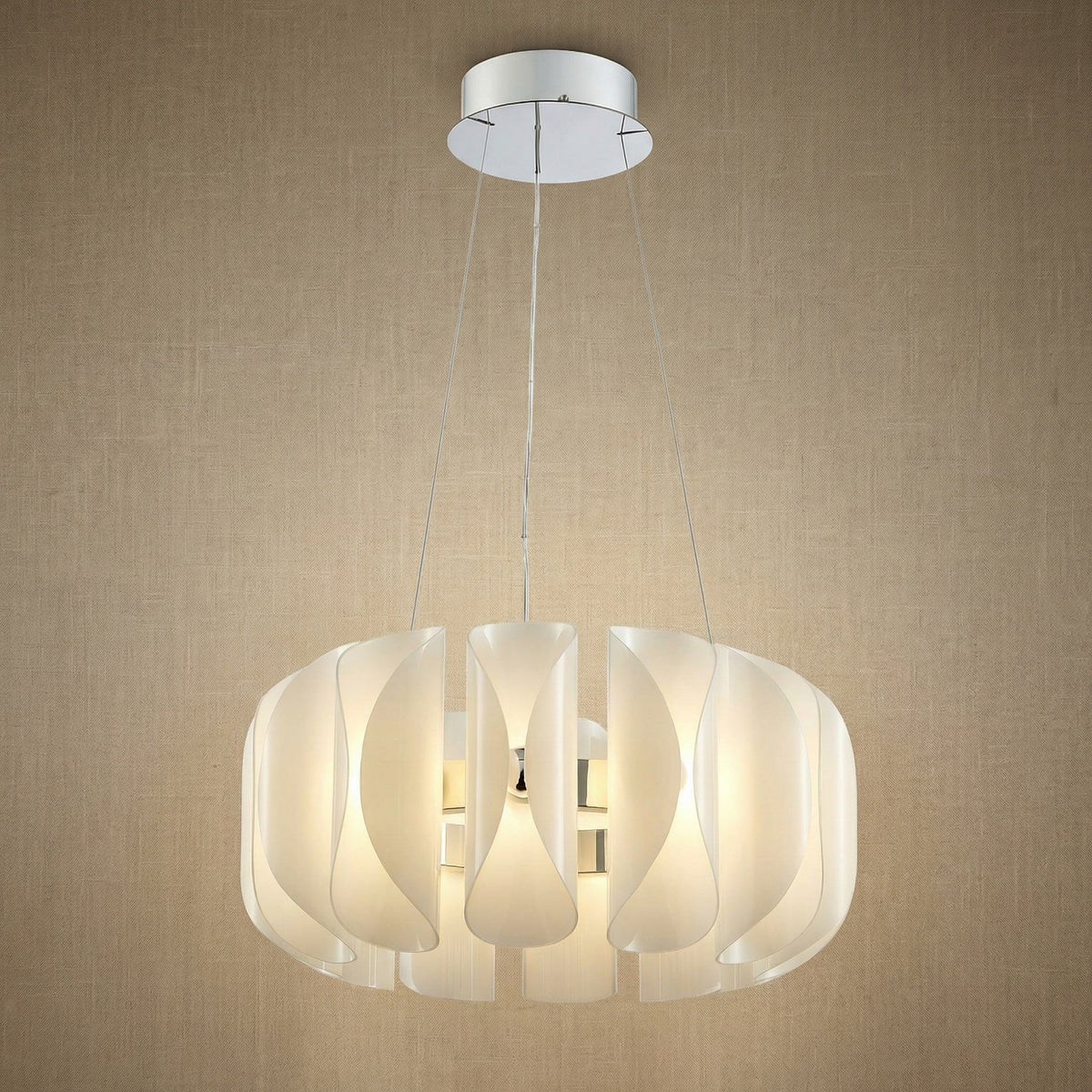 Glass Round Chandelier in chrome