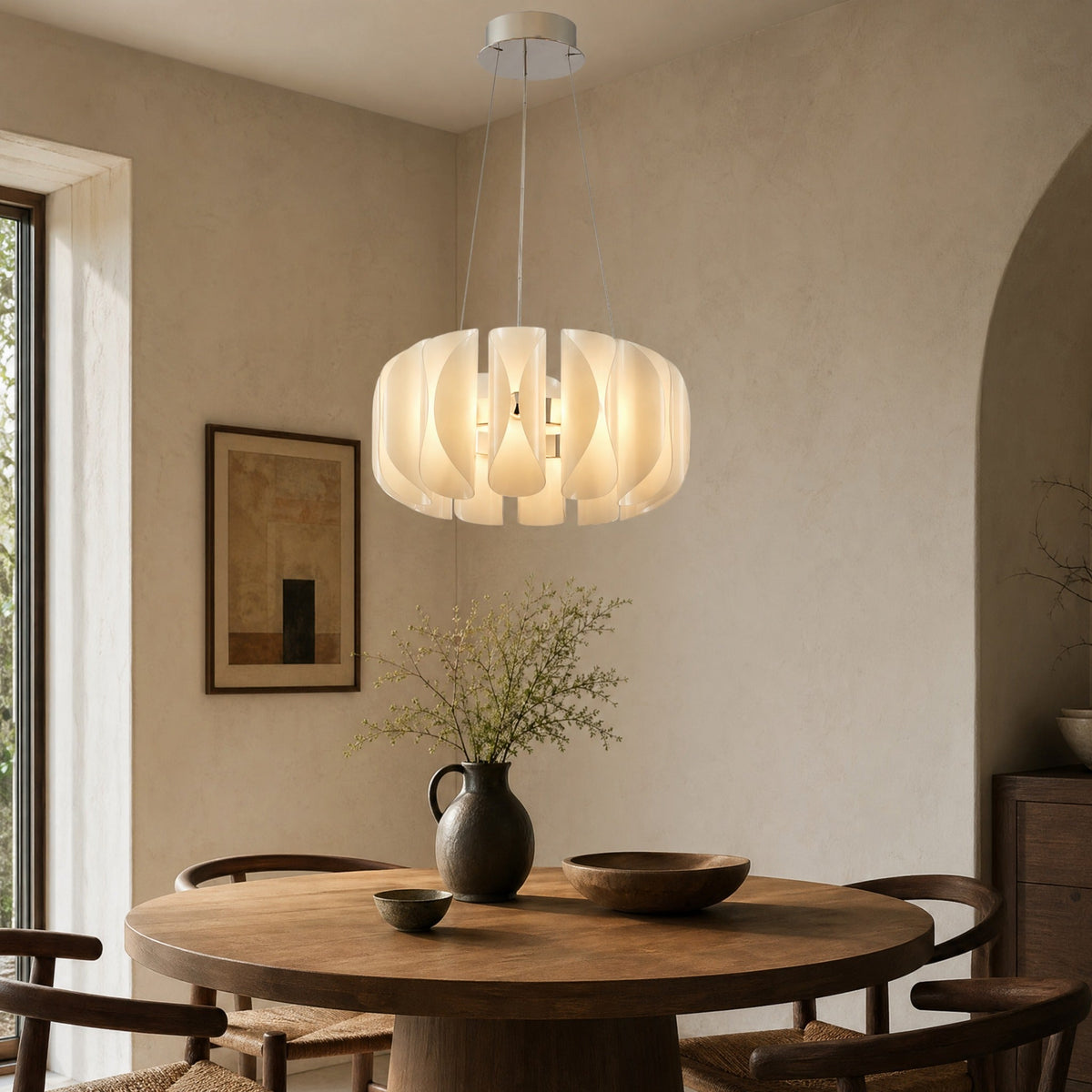 Glass Round Chandelier in a foyer