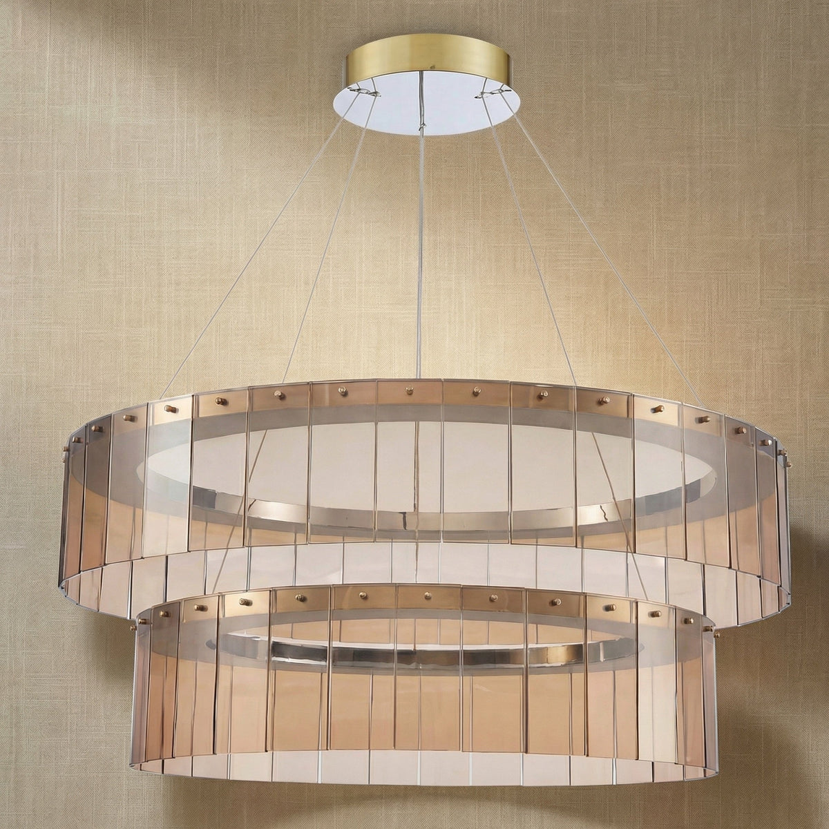 Yiosi Series Double Tier Glass Pendant Light - dark