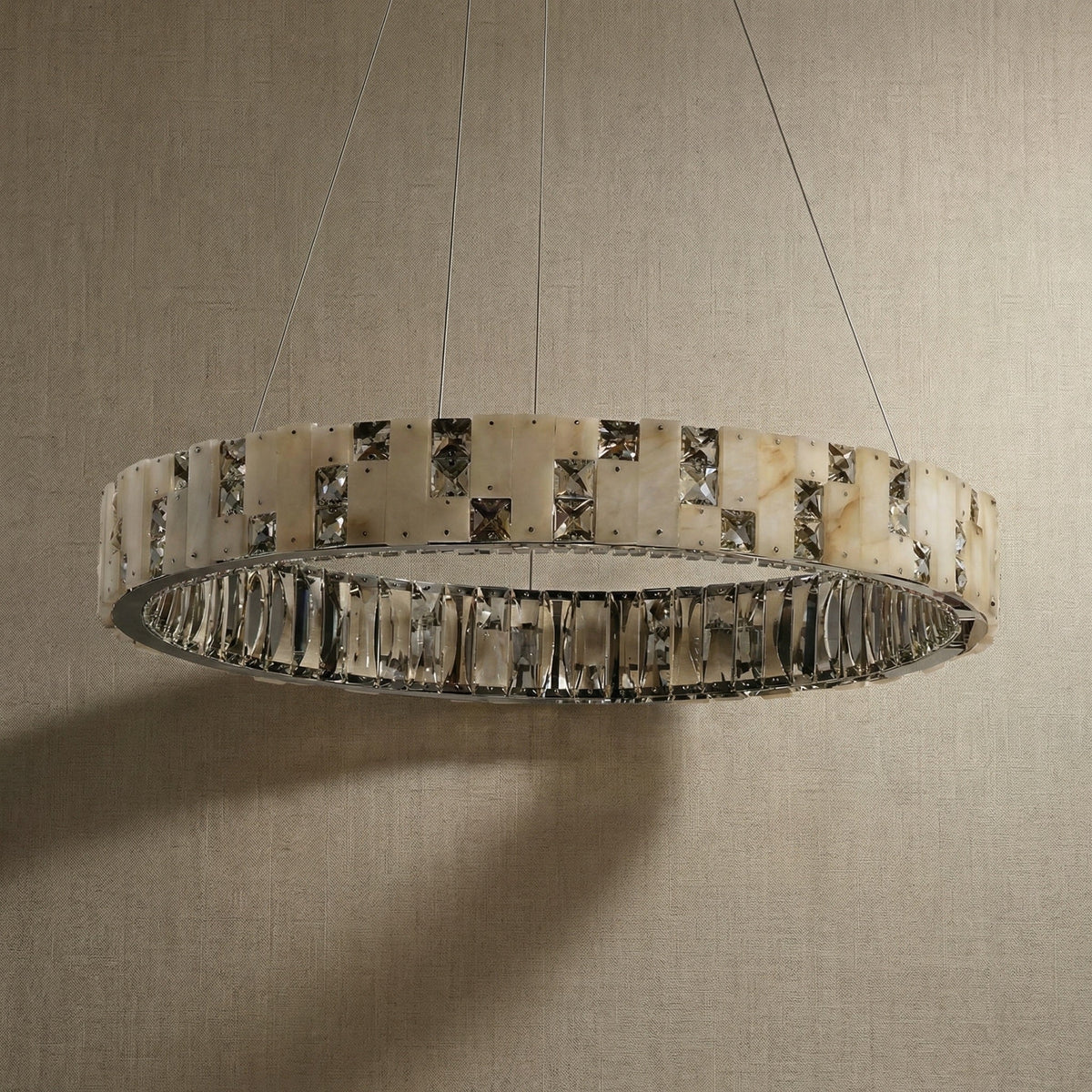 Yiosi Series Oval Crystal Pendant Light 52" - dark
