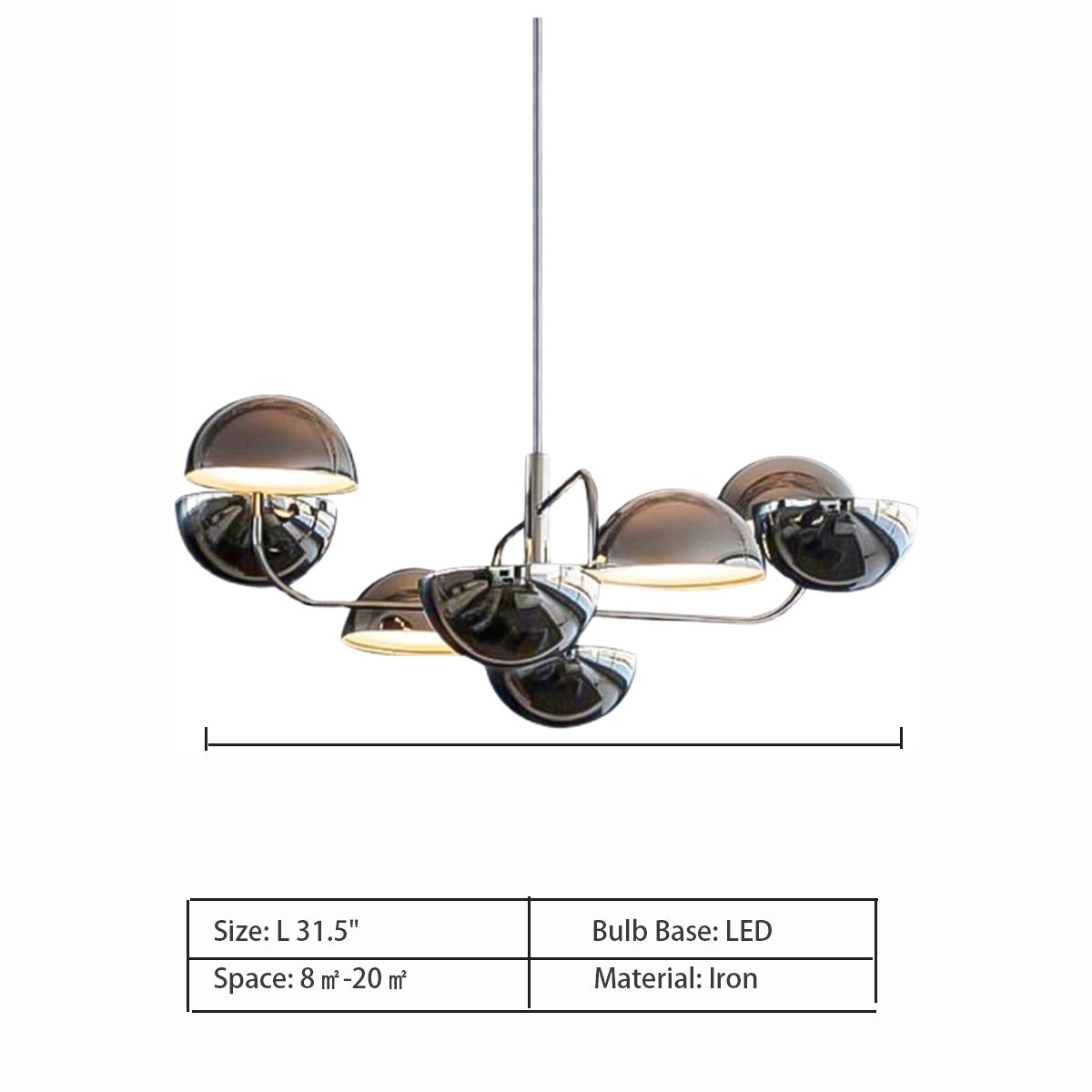 creative, light luxury, industrial, living room, bedroom, dining room, hemisphere, black, metal, shining, cold wind,iron, adjustable,L 31.5",LED