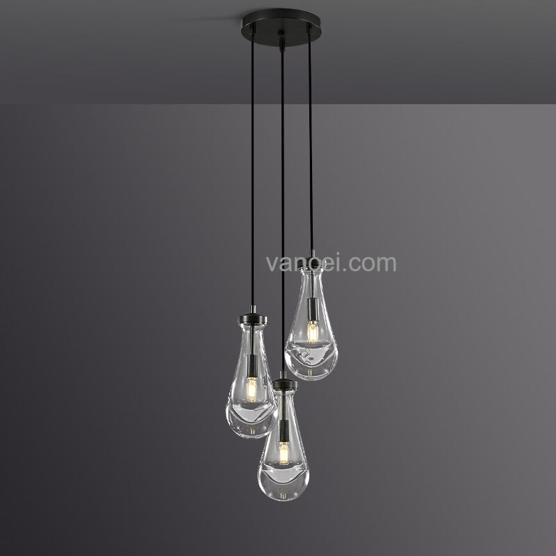 Raindrop Glass Round round chandelier 3 lights (crod)