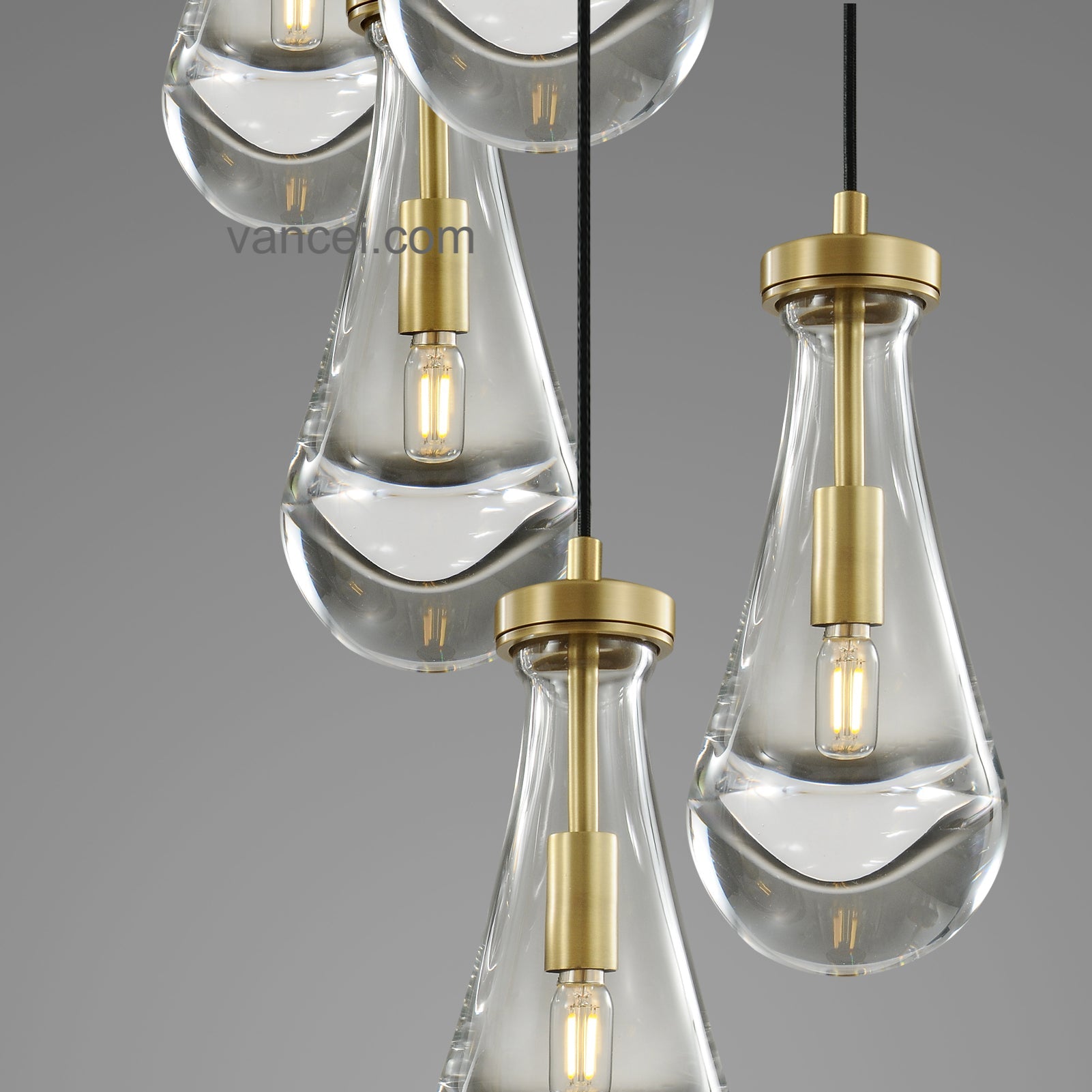 Raindrop Glass Round 5 Lights Chandelier (cord)