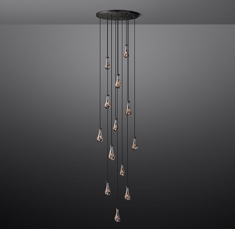 Raindrop Glass Round Chandelier 24” 10-lights