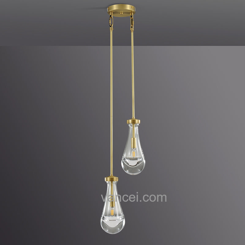 Raindrop Glass Round round chandelier 2 lights (rod)