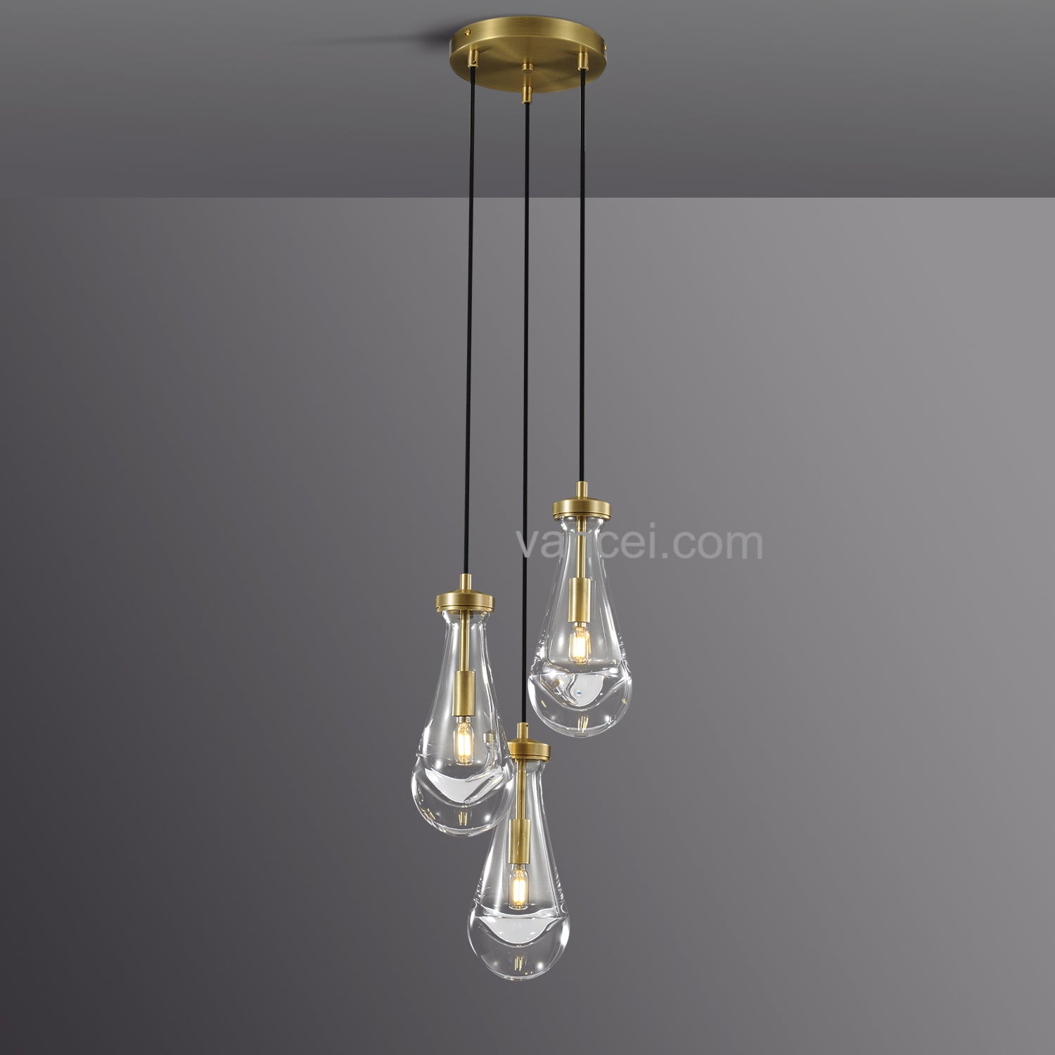 Raindrop Glass Round round chandelier 3 lights (crod)