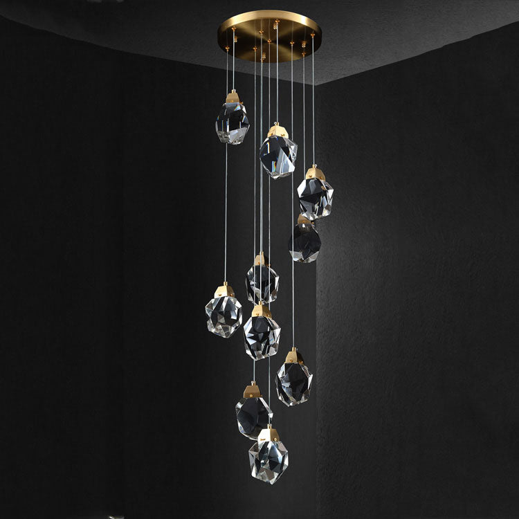 Masonry Faceted Crystal Prisms Chandeliers for Staircase Loft