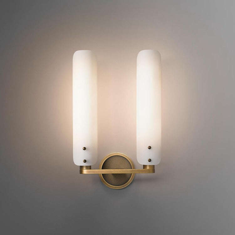 Alen Double White Glass Wall Sconce, Wall Lamps for Bedroom